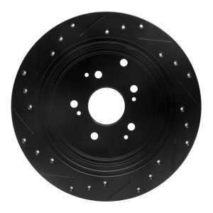 Acura MDX Brake Rotor (1) - Rear Right - R1 Concepts - Drilled & Slotted - Black - `01-`08